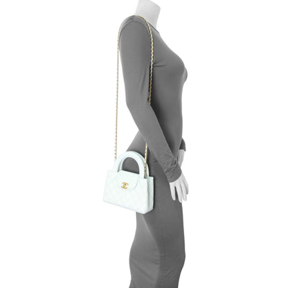 Exclusive Chanel Light Blue Shiny Aged Calfskin Quilted Nano Kelly Shopper — Alternate View 7