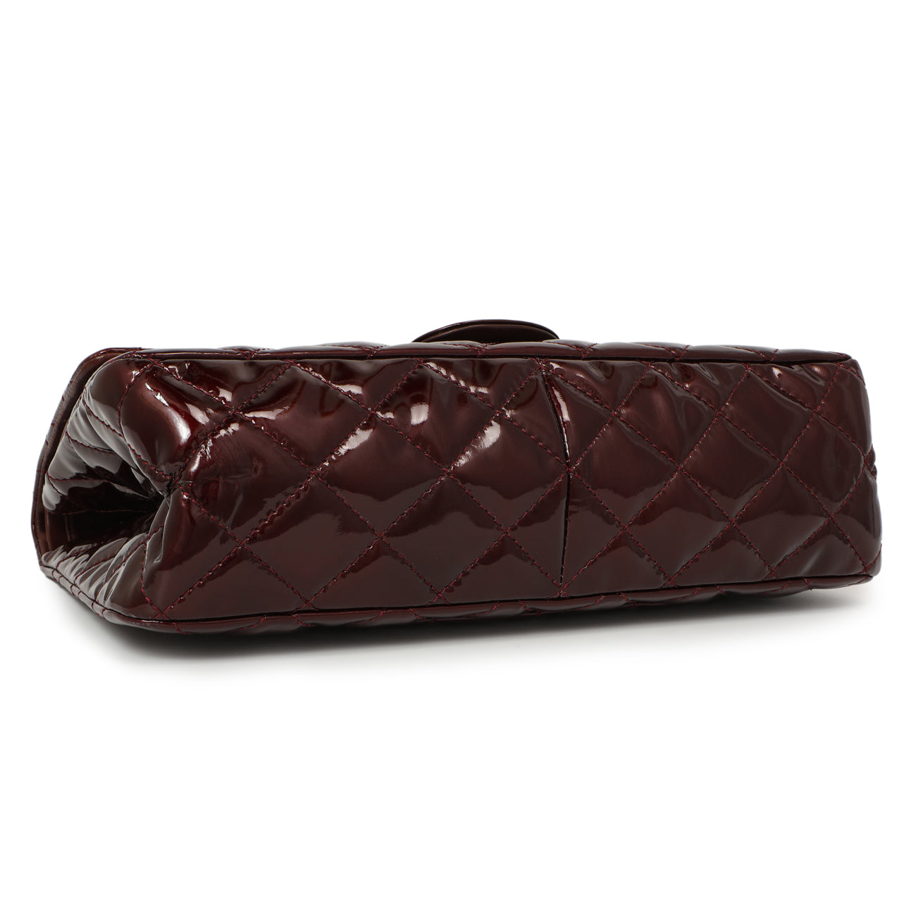 Exclusive Chanel Burgundy Quilted Patent 2.55 Reissue 227 — Back View