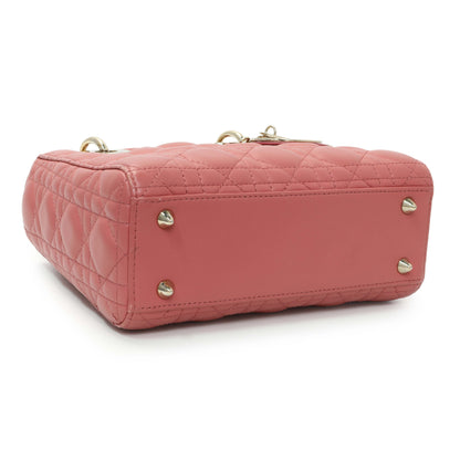 Exclusive Christian Dior Pink Lambskin Cannage Small My ABCDior Lady Dior — Back View