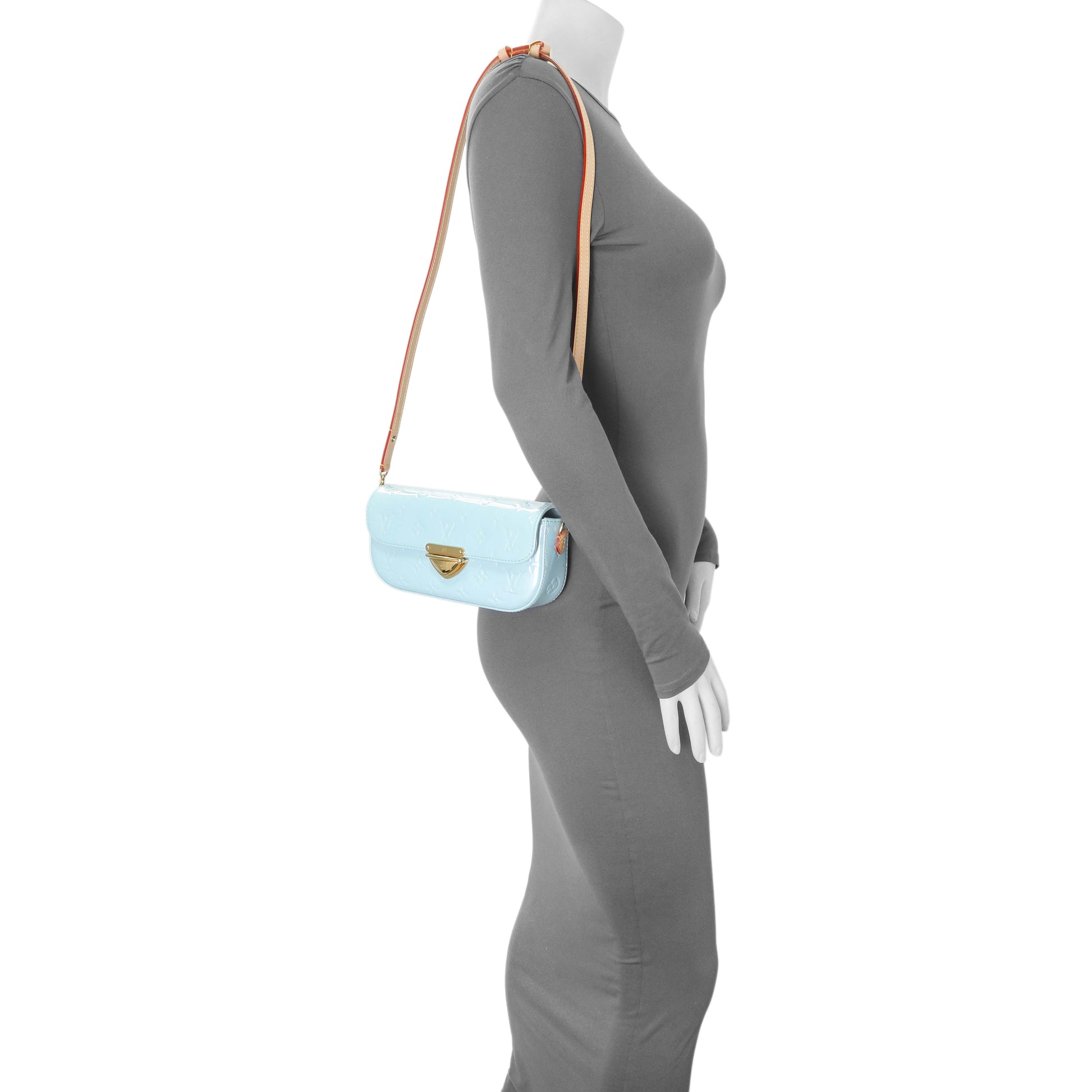 Exclusive Louis Vuitton Light Blue Vernis Malibu Pochette — Lifestyle View