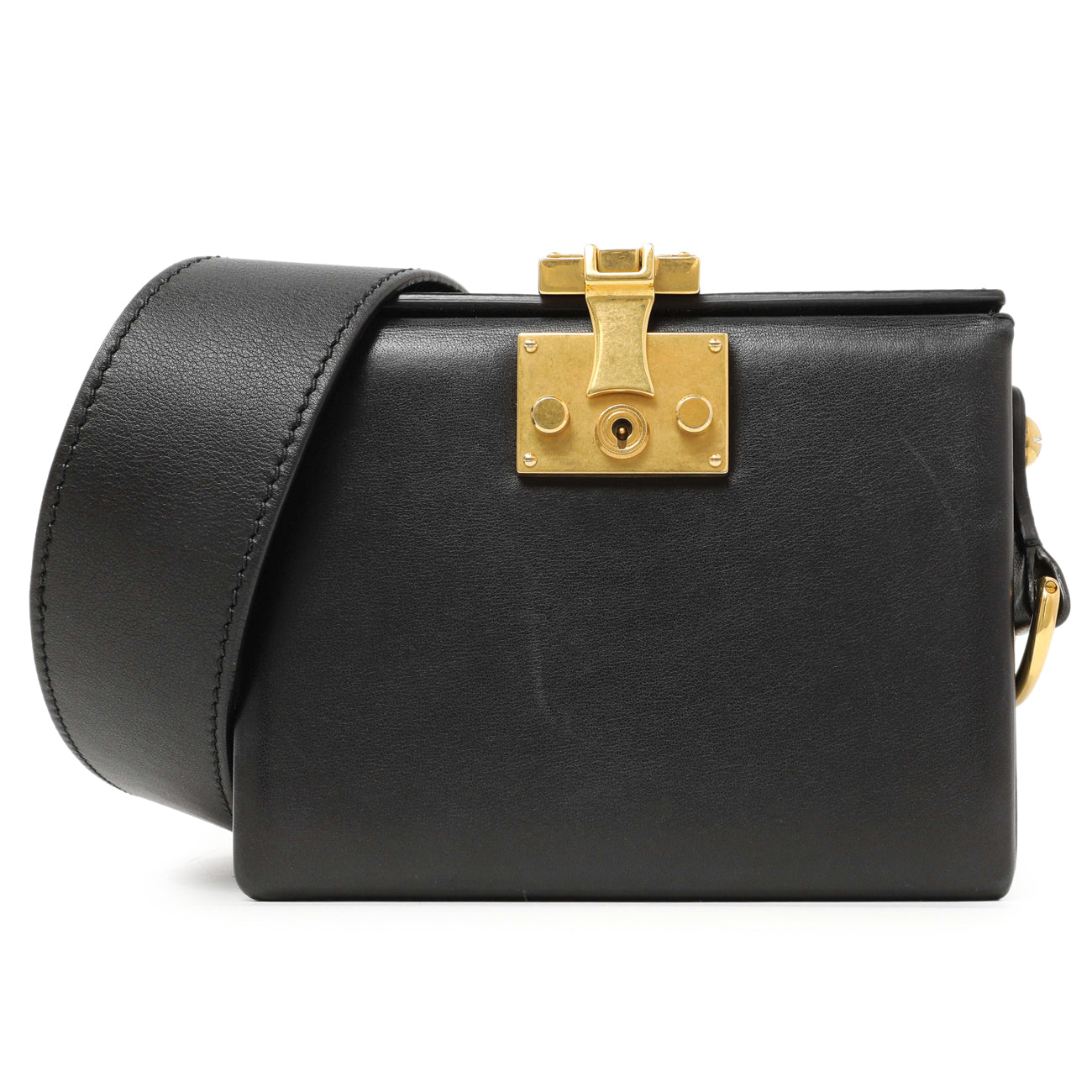 Exclusive Christian Dior Black Lambskin Dioraddict Lockbox — Front View