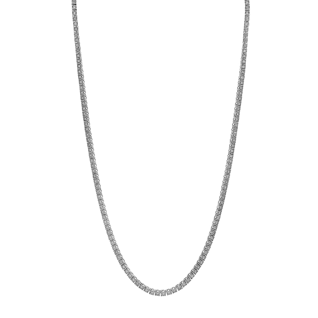 Exclusive 18K White Gold 2.34 Carat Riviere Diamond Necklace — Front View