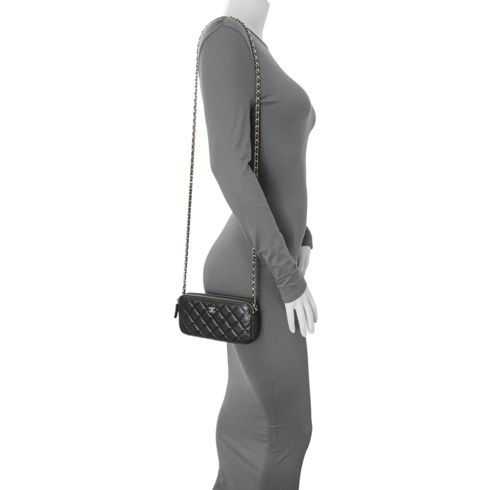 Exclusive Chanel Black Caviar Quilted Small Clutch With Chain — Alternate View 8