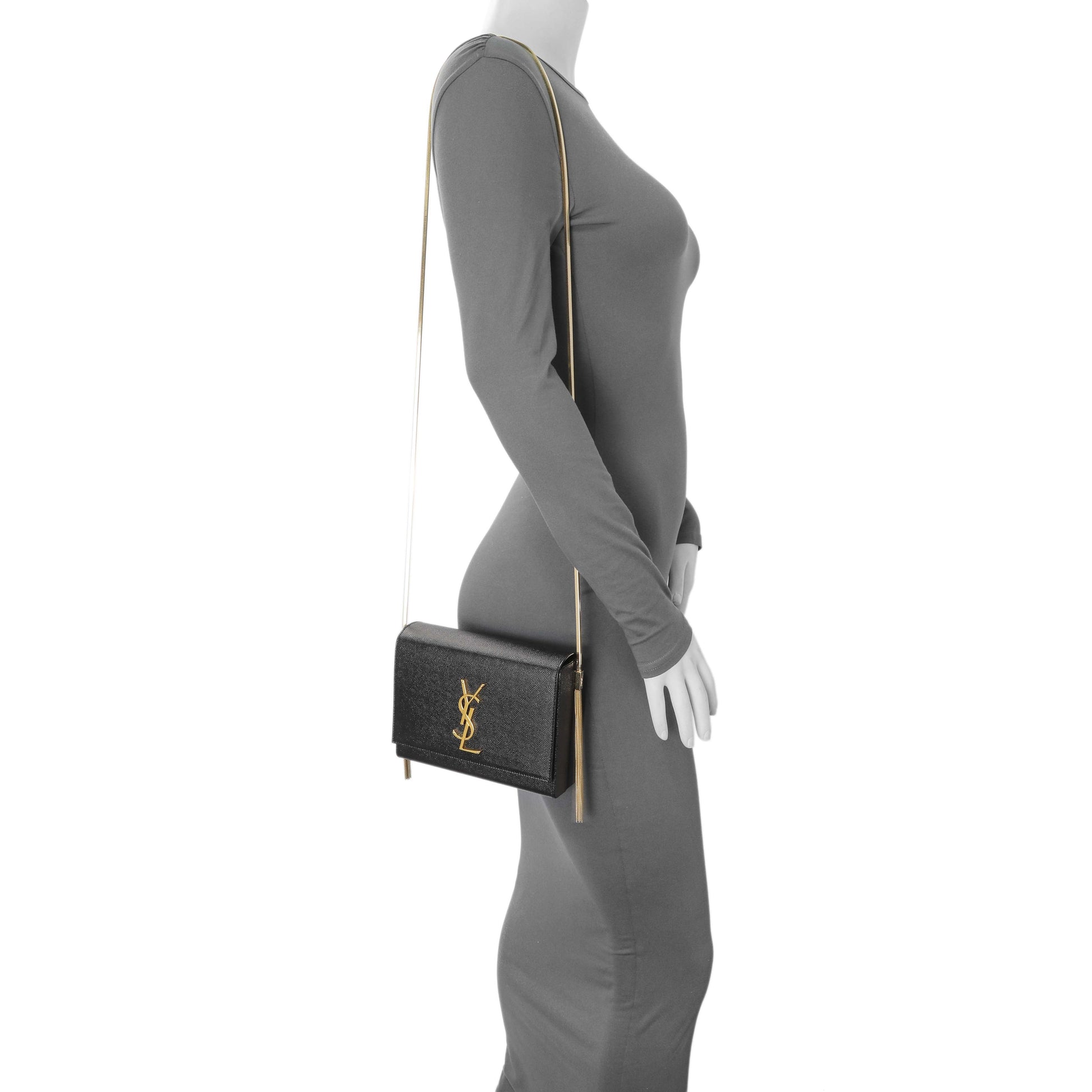 Exclusive Saint Laurent Black Grain de Poudre Monogram Kate Box Chain Crossbody Bag — Alternate View 7