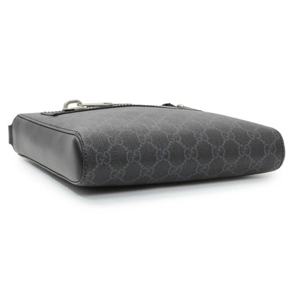 Exclusive Gucci GG Supreme Monogram Web Small Flat Messenger Bag — Back View