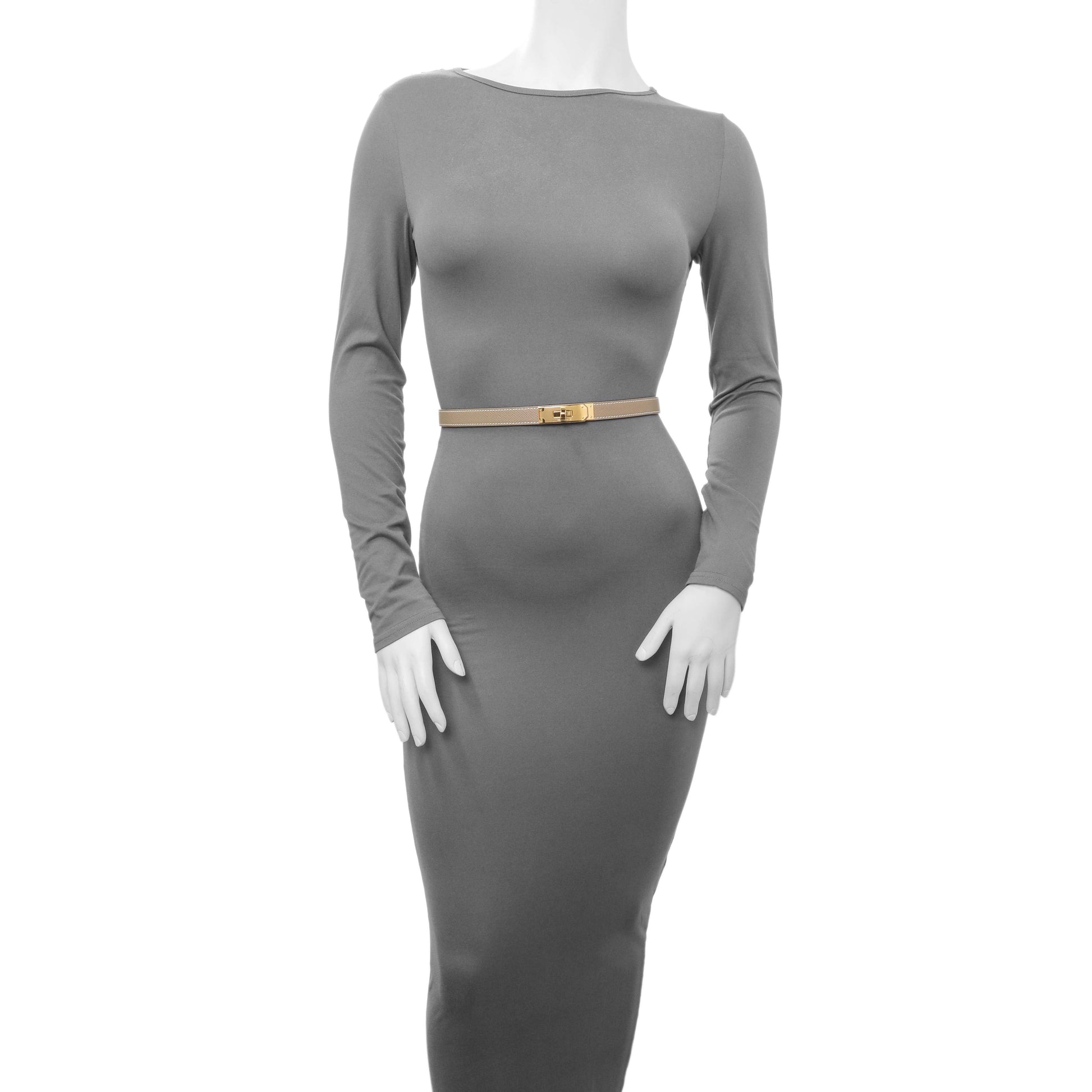 Exclusive Hermes Etoupe Epsom Kelly Belt — Top View