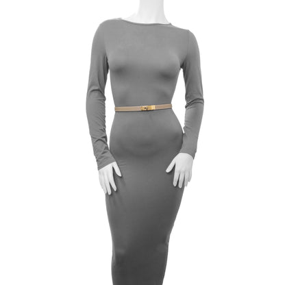 Exclusive Hermes Etoupe Epsom Kelly Belt — Top View