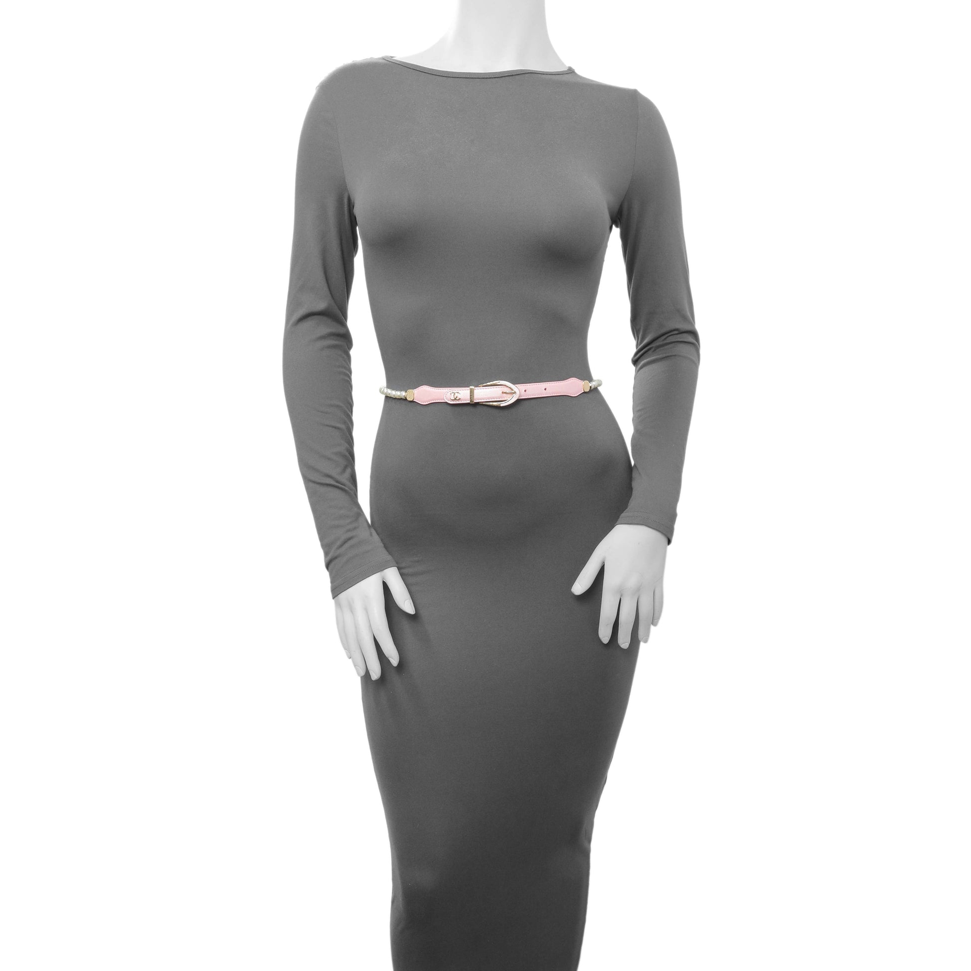 Exclusive Chanel Iridescent Pink Lambskin Pearl Belt — Back View