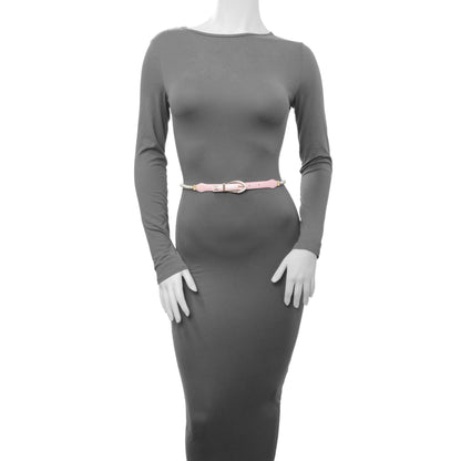 Exclusive Chanel Iridescent Pink Lambskin Pearl Belt — Back View