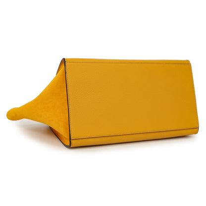 Exclusive Celine Yellow Drummed Calfskin Suede Medium Trapeze — Back View