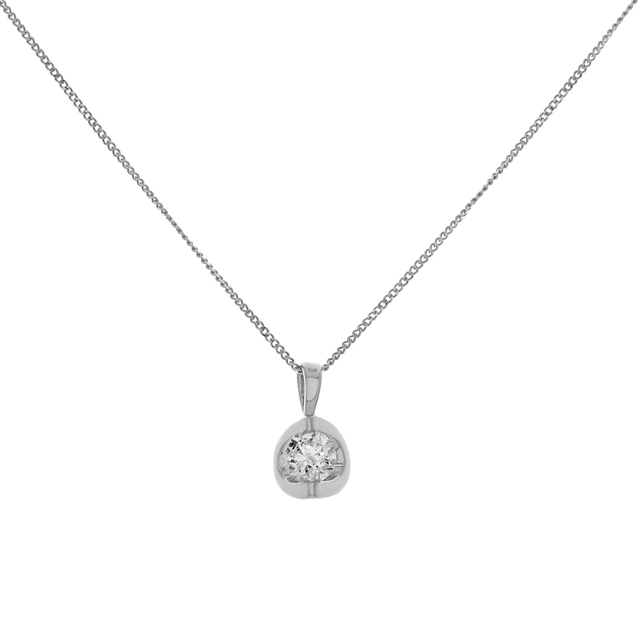 Exclusive 14K White Gold 0.20 Carat Diamond Pendant — Front View