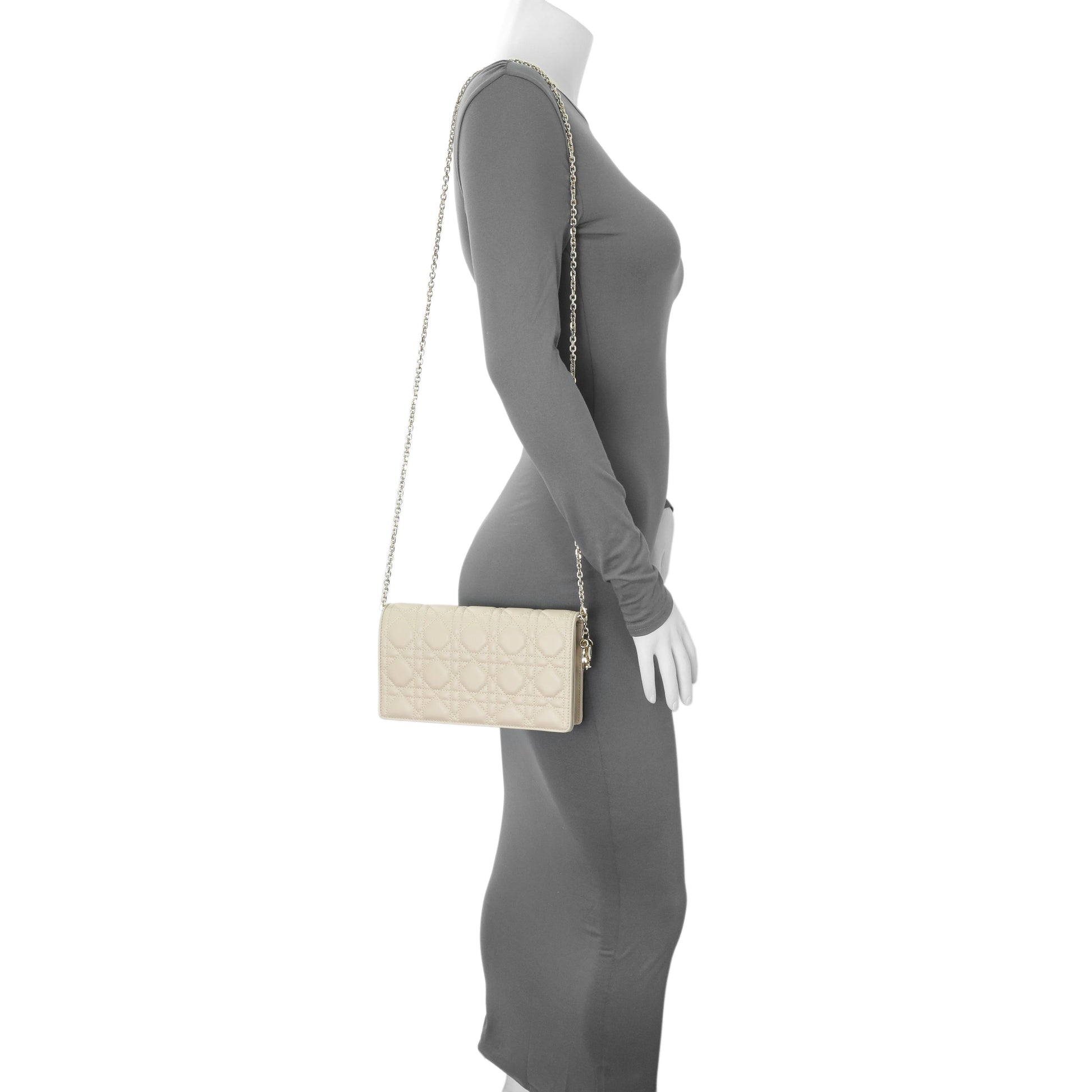 Exclusive Christian Dior Beige Lambskin Cannage Lady Dior Pouch — Alternate View 13