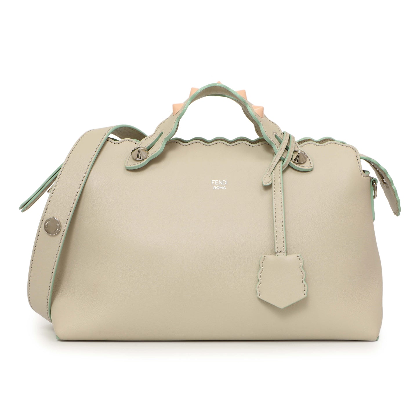 Exclusive Fendi Grey Vitello Dolce Studded Medium By The Way — Front View