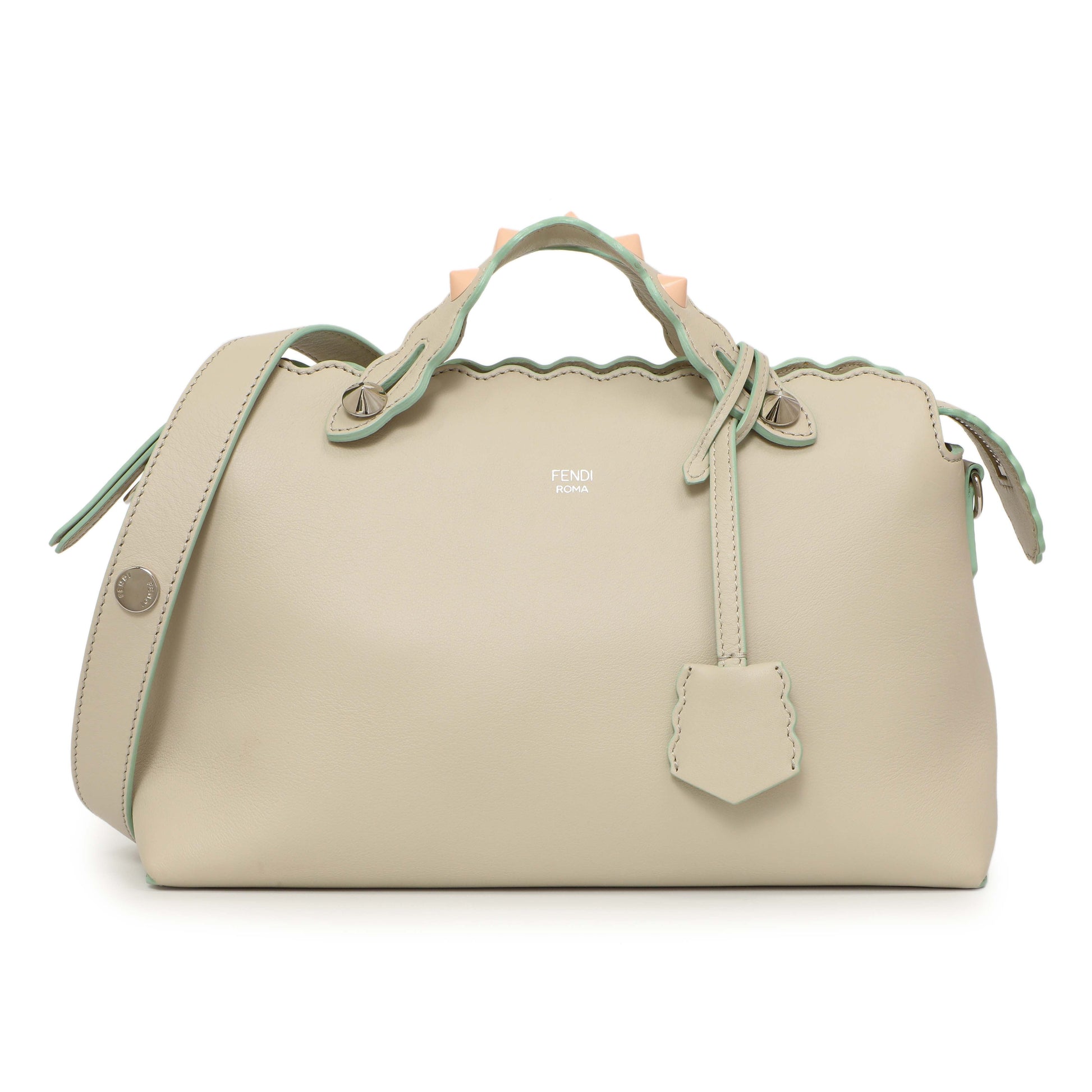 Exclusive Fendi Grey Vitello Dolce Studded Medium By The Way — Front View
