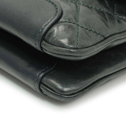 Exclusive Chanel Teal Glazed Calfskin Crossbody Flap — Detail View