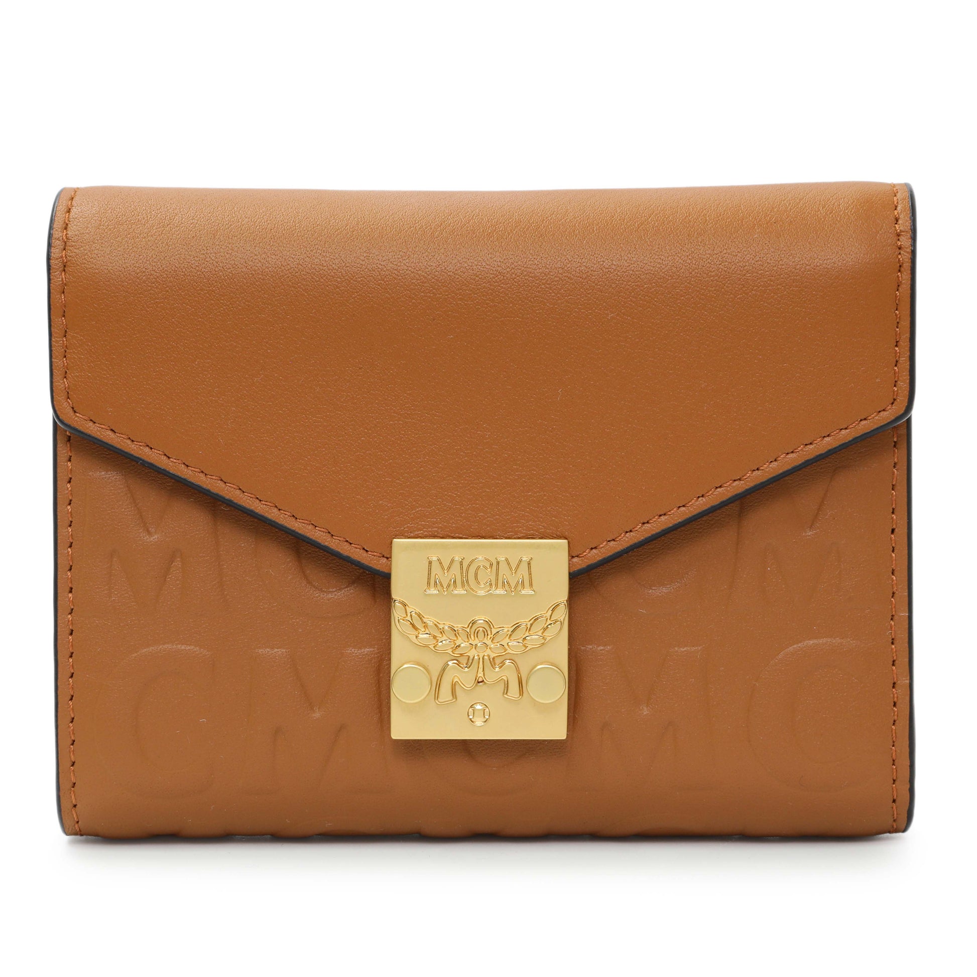 Exclusive MCM Cognac Visetos Tracy Wallet — Front View
