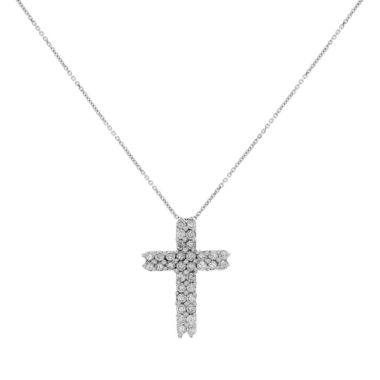 Exclusive 18K White Gold 1.02 Carat Diamond Cross Pendant — Front View
