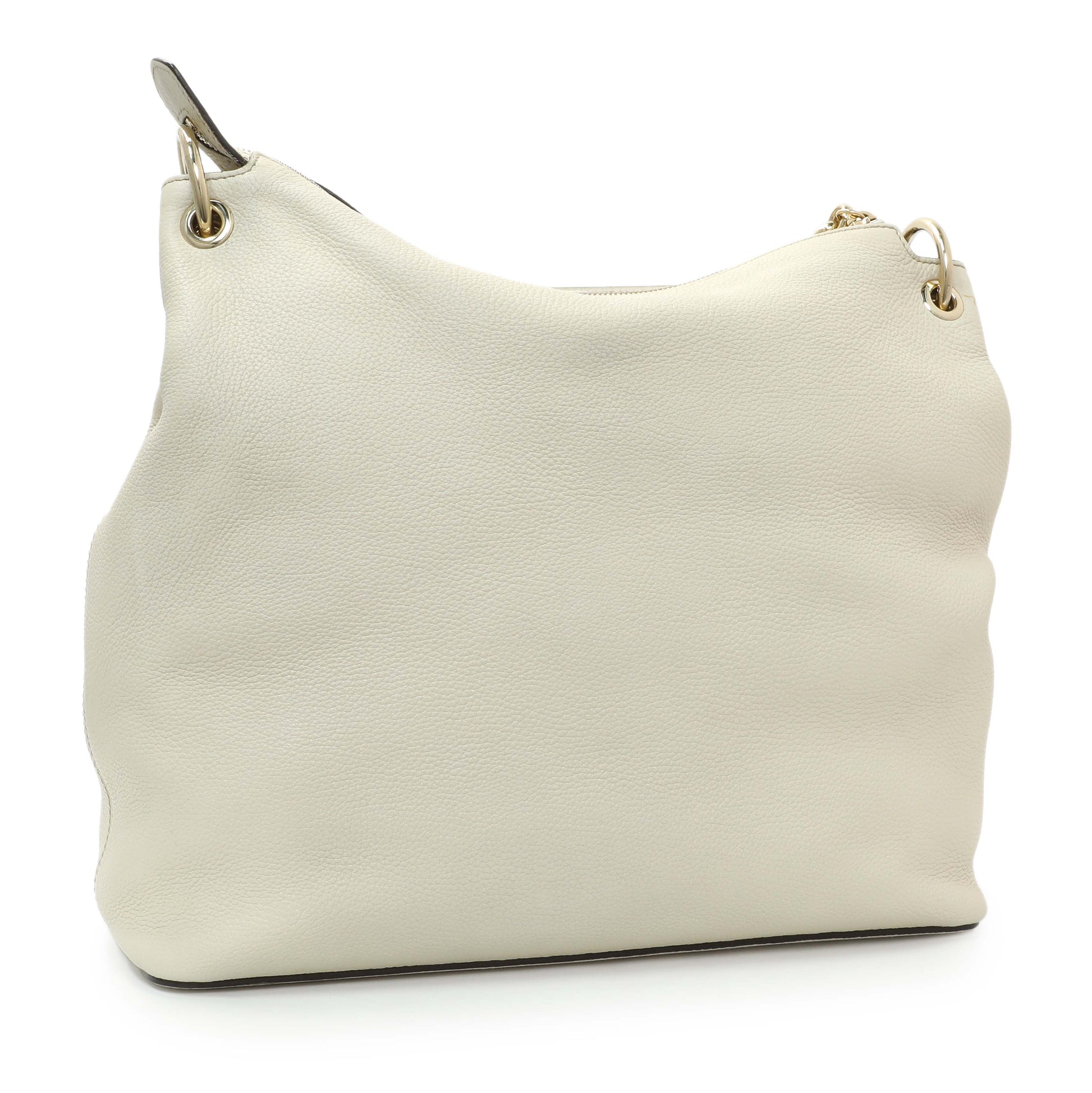 Exclusive Gucci Ivory Soho Pebbled Leather Hobo Shoulder Bag — Side View