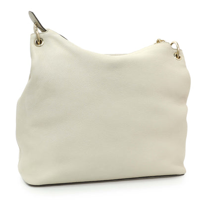 Exclusive Gucci Ivory Soho Pebbled Leather Hobo Shoulder Bag — Side View