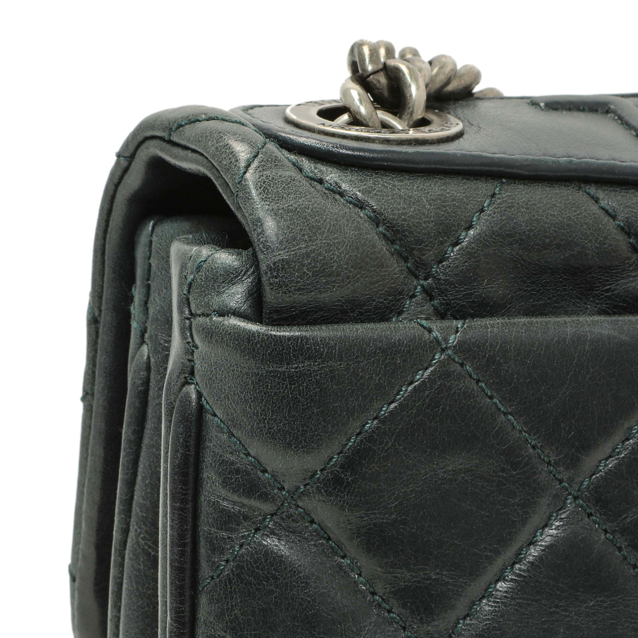 Exclusive Chanel Teal Glazed Calfskin Crossbody Flap — Alternate View 11