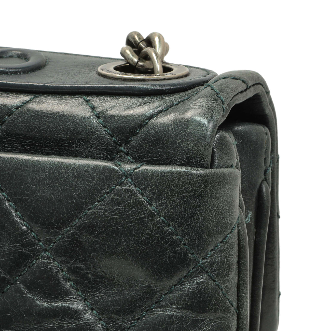 Exclusive Chanel Teal Glazed Calfskin Crossbody Flap — Alternate View 12