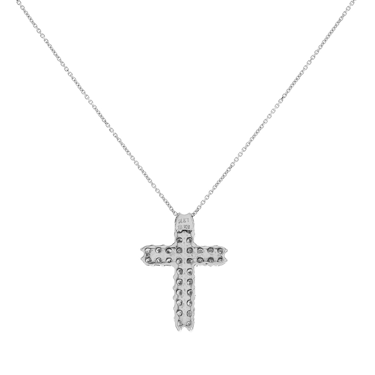 Exclusive 18K White Gold 1.02 Carat Diamond Cross Pendant — Side View