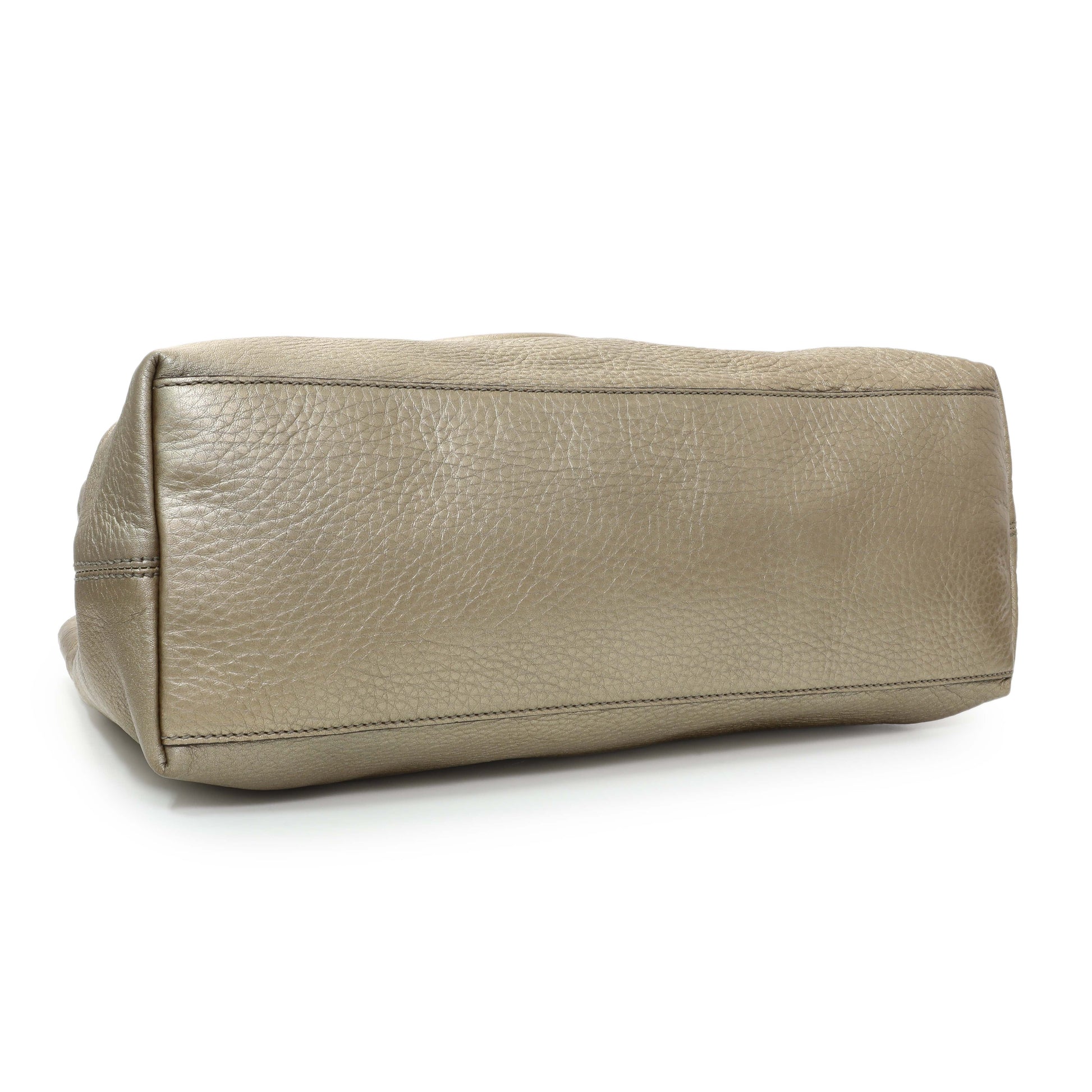 Exclusive Gucci Gold Pebbled Calfskin Medium Soho Chain Shoulder Bag — Back View