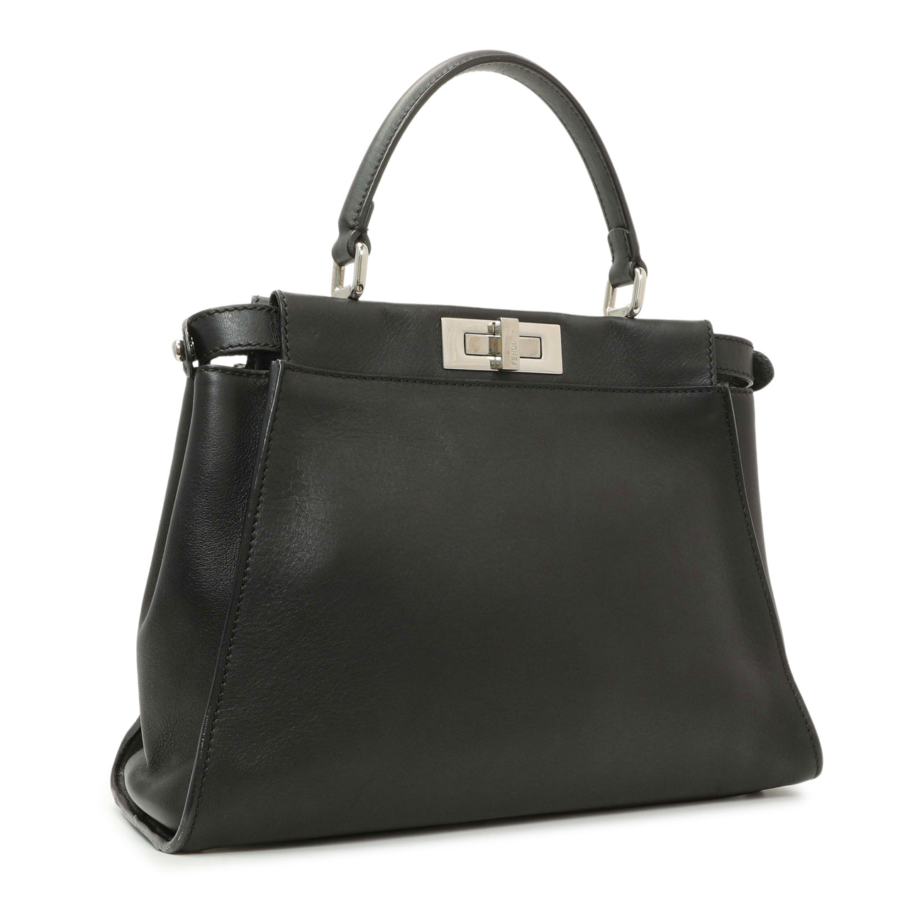 Exclusive Fendi Black Vitello Seta Snakeskin Crocodile Monster Eyes Medium Peekaboo Iconic Satchel — Side View