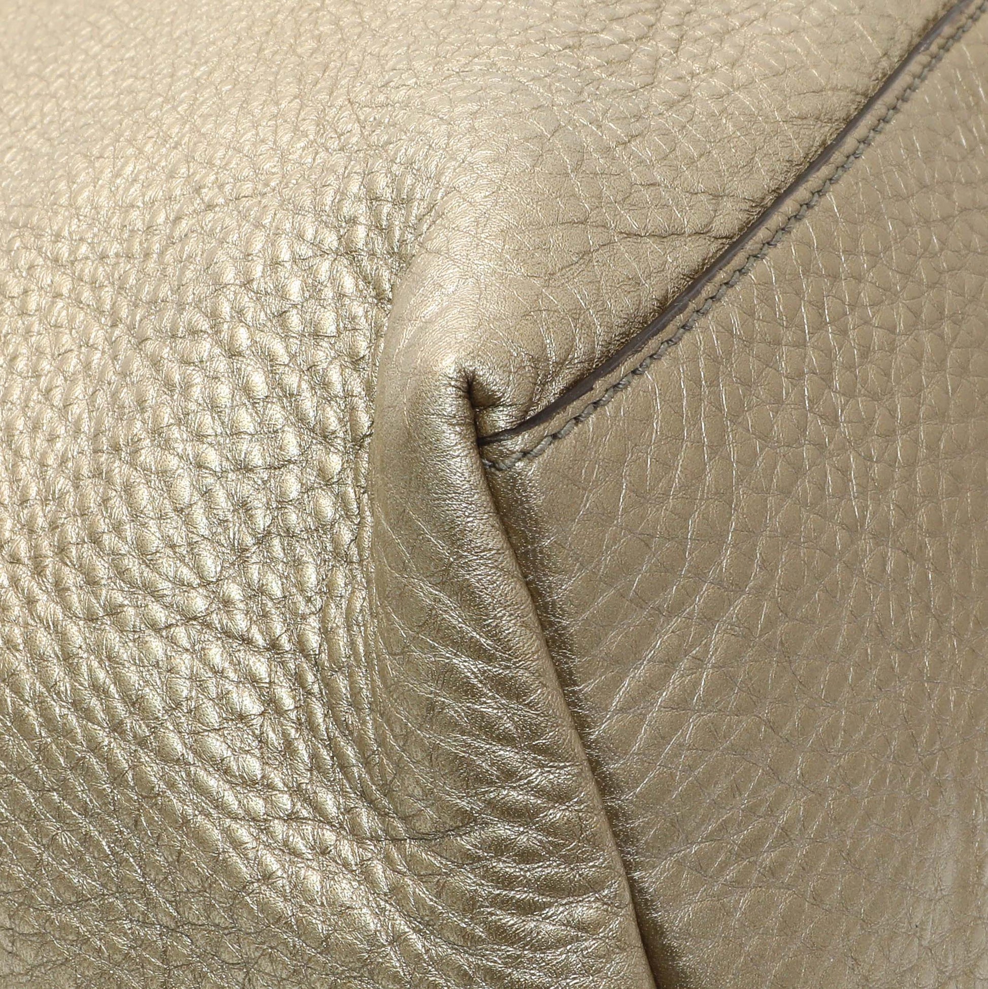 Exclusive Gucci Gold Pebbled Calfskin Medium Soho Chain Shoulder Bag — Lifestyle View