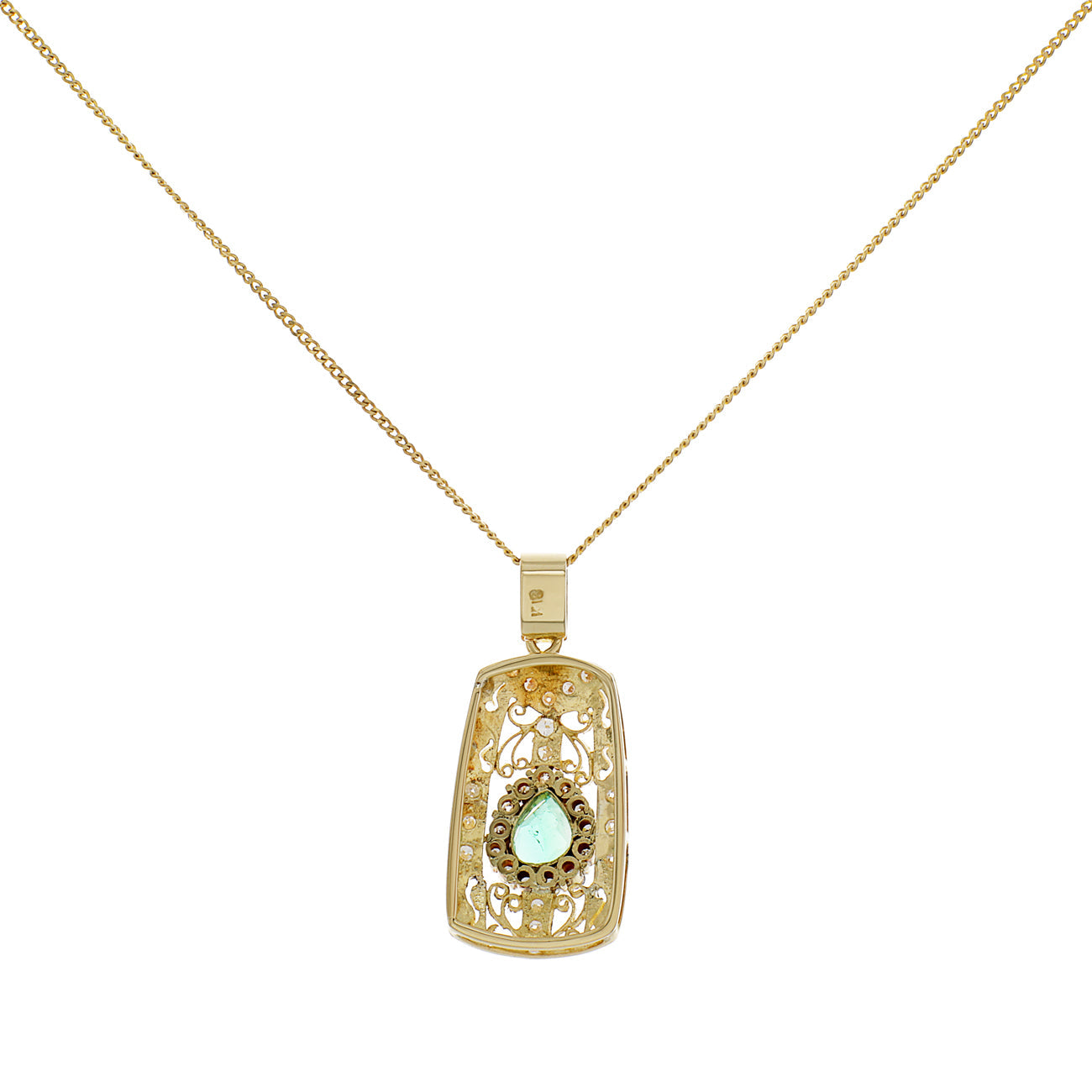 Exclusive 18K Yellow Gold 0.91 Carat Emerald Pendant — Side View