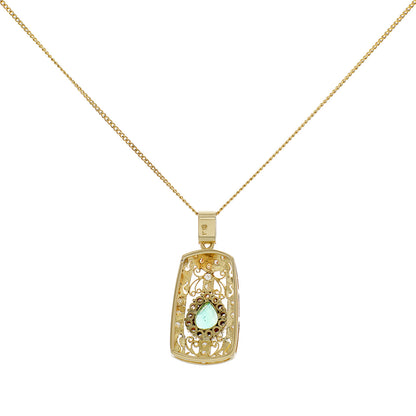 Exclusive 18K Yellow Gold 0.91 Carat Emerald Pendant — Side View