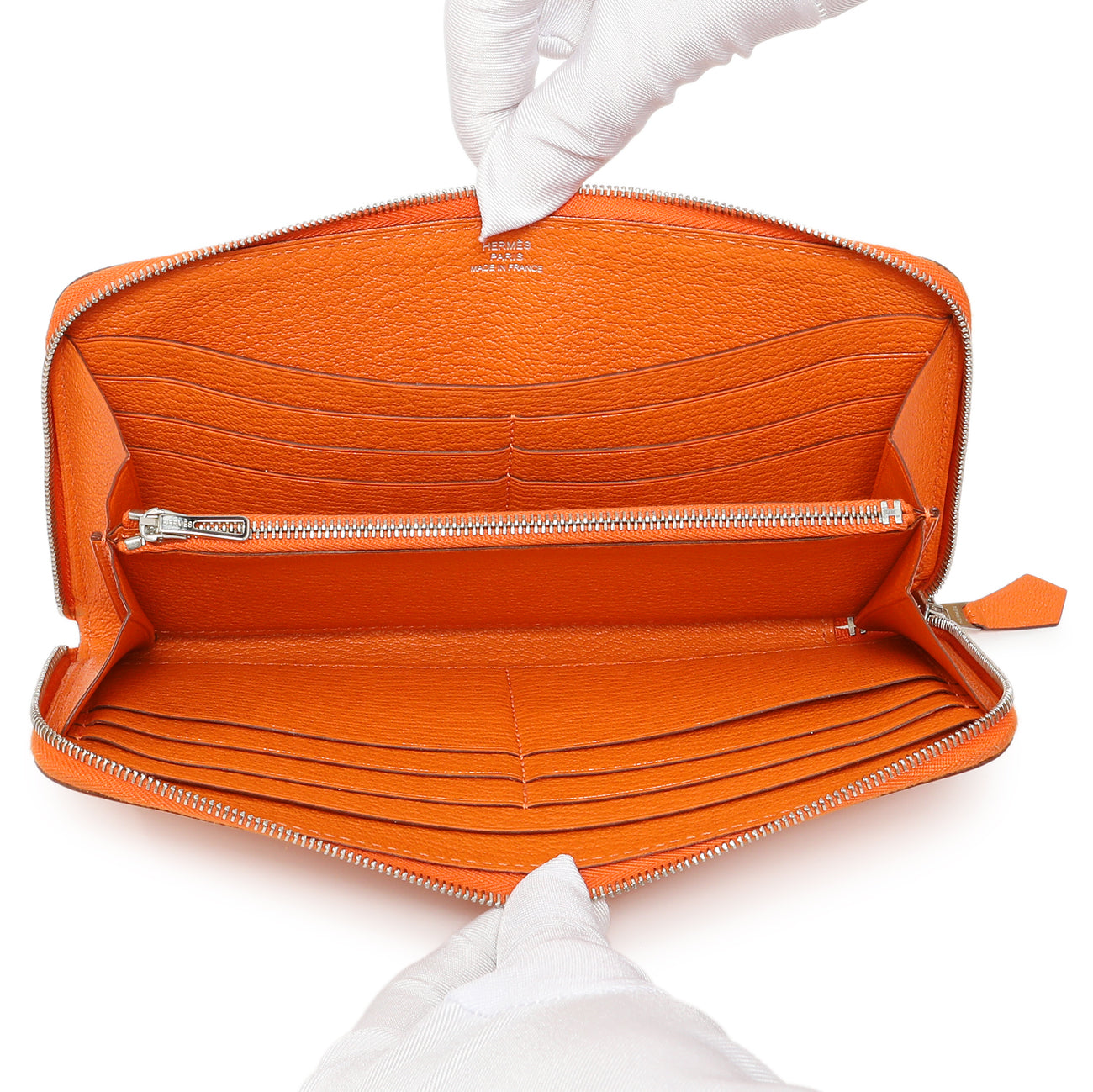 Exclusive Hermes Orange Chevre Mysore Azap Wallet — Alternate View 12