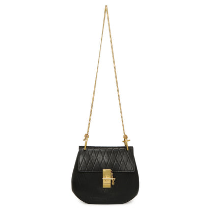 Exclusive Chloe Black Diamond Embossed Lambskin Drew Shoulder Bag — Front View