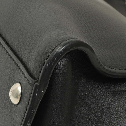 Exclusive Fendi Black Vitello Seta Snakeskin Crocodile Monster Eyes Medium Peekaboo Iconic Satchel — Detail View