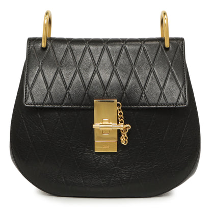 Exclusive Chloe Black Diamond Embossed Lambskin Drew Shoulder Bag — Side View