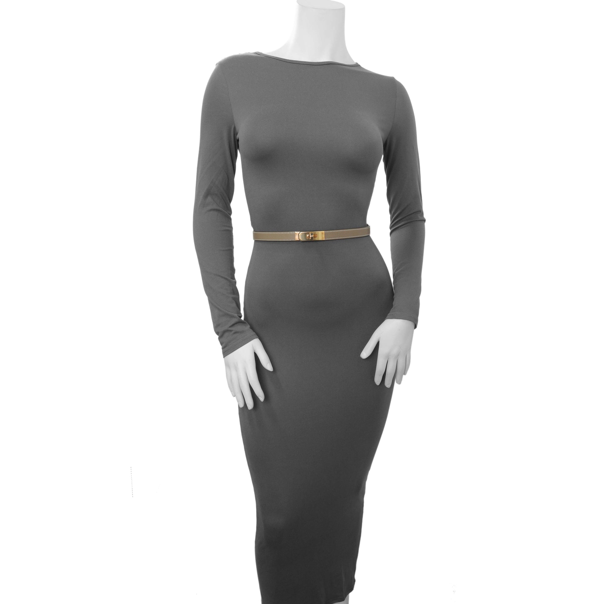 Exclusive Hermes Etoupe Epsom Kelly Belt — Top View