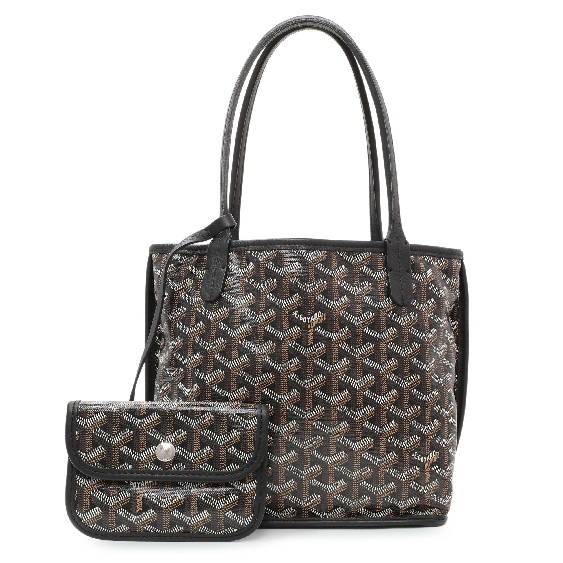 Exclusive Goyard Black Goyardine Reversible Mini Anjou — Front View