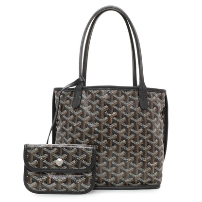 Exclusive Goyard Black Goyardine Reversible Mini Anjou — Front View