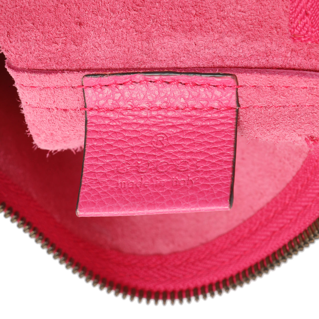 Exclusive Gucci Pink Pebbled Calfskin Logo Portfolio Clutch — Lifestyle View