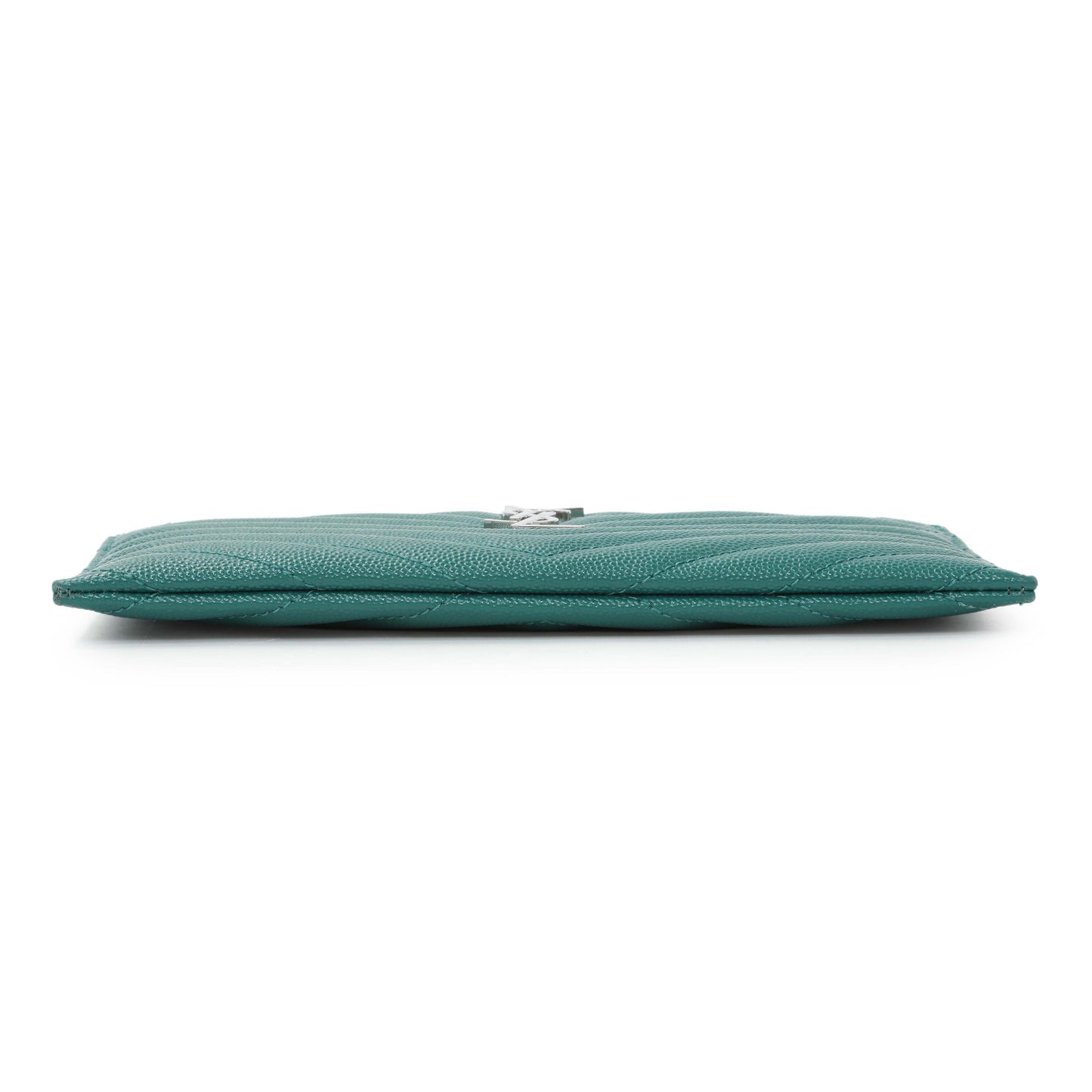 Exclusive Saint Laurent Teal Grain De Poudre Chevron Monogram Bill Pouch — Back View