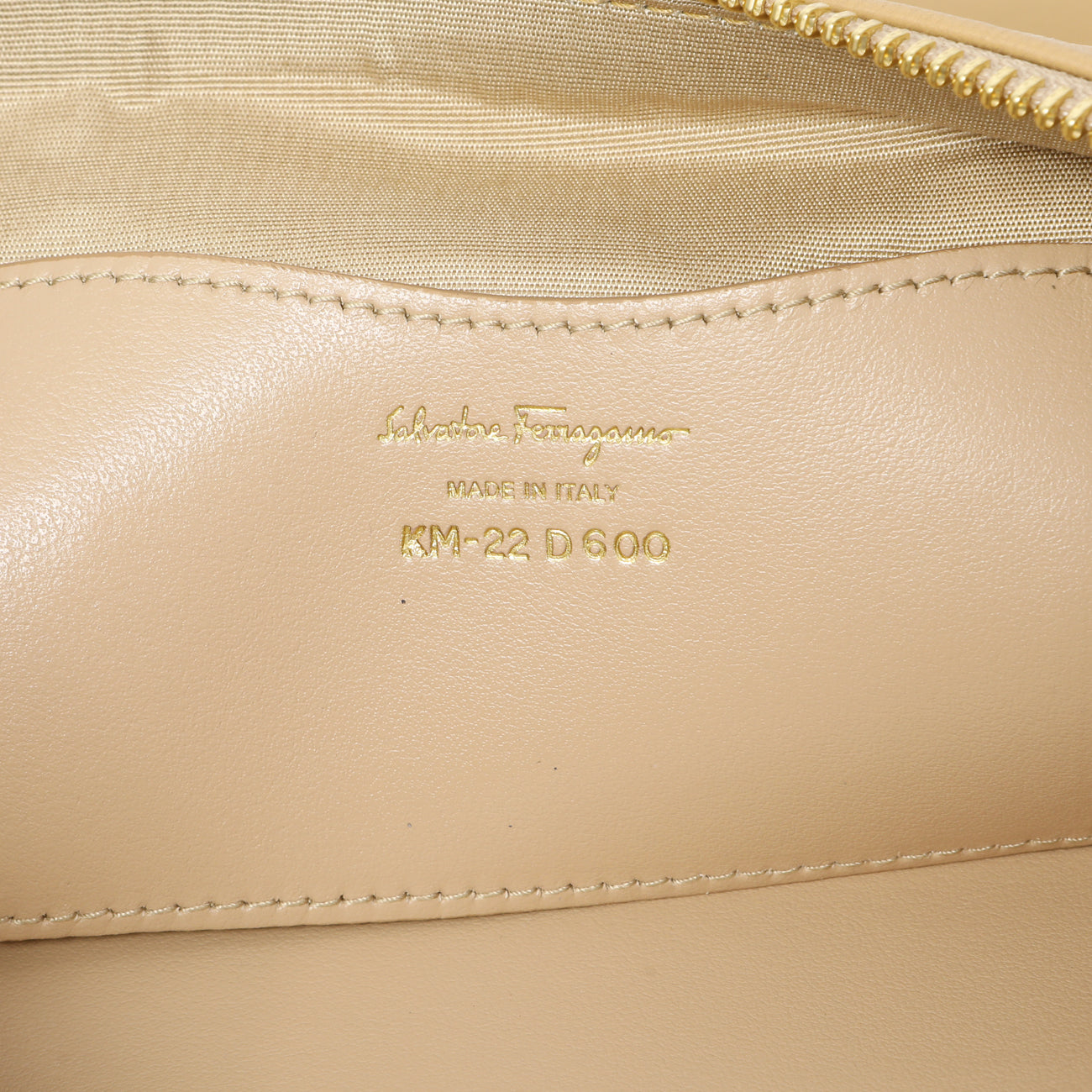 Exclusive Salvatore Ferragamo Almond Lambskin Clutch — Detail View
