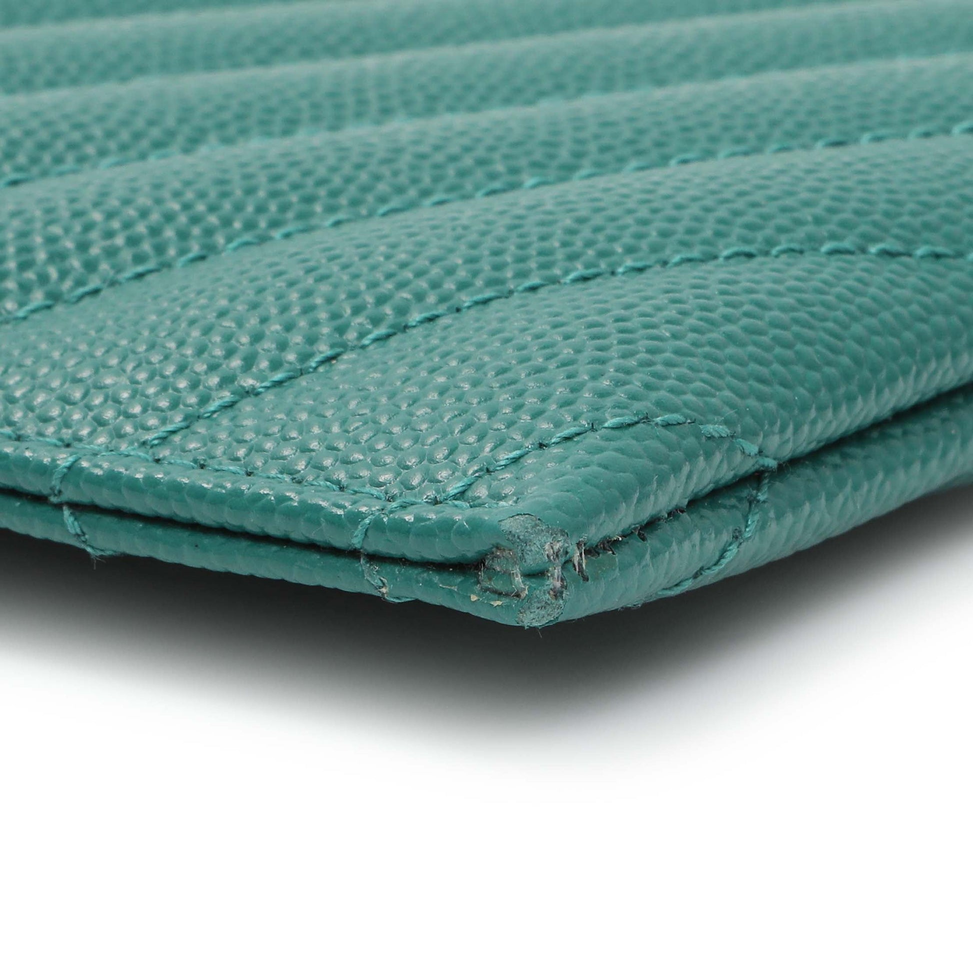 Exclusive Saint Laurent Teal Grain De Poudre Chevron Monogram Bill Pouch — Top View