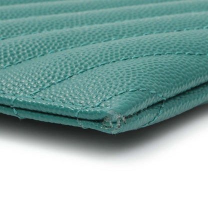 Exclusive Saint Laurent Teal Grain De Poudre Chevron Monogram Bill Pouch — Top View