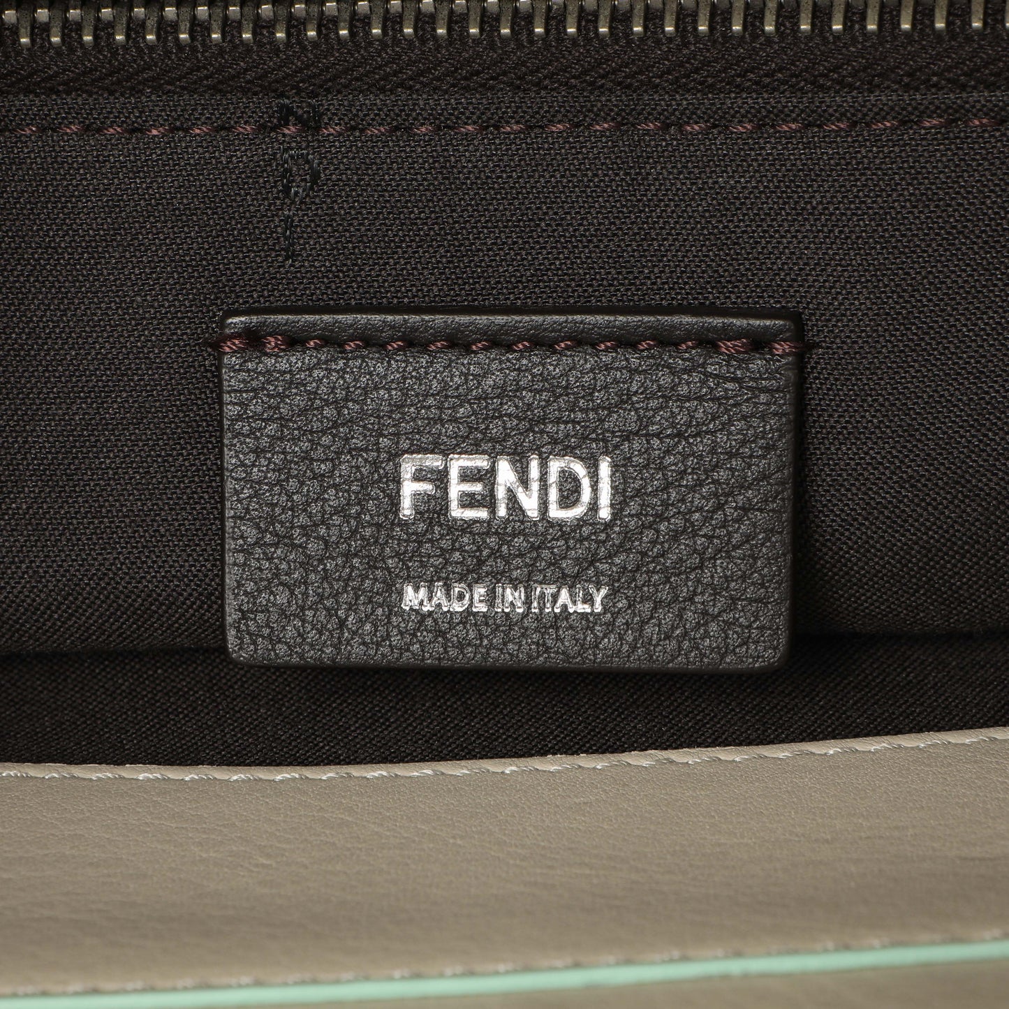 Exclusive Fendi Grey Vitello Dolce Studded Medium By The Way — Detail View