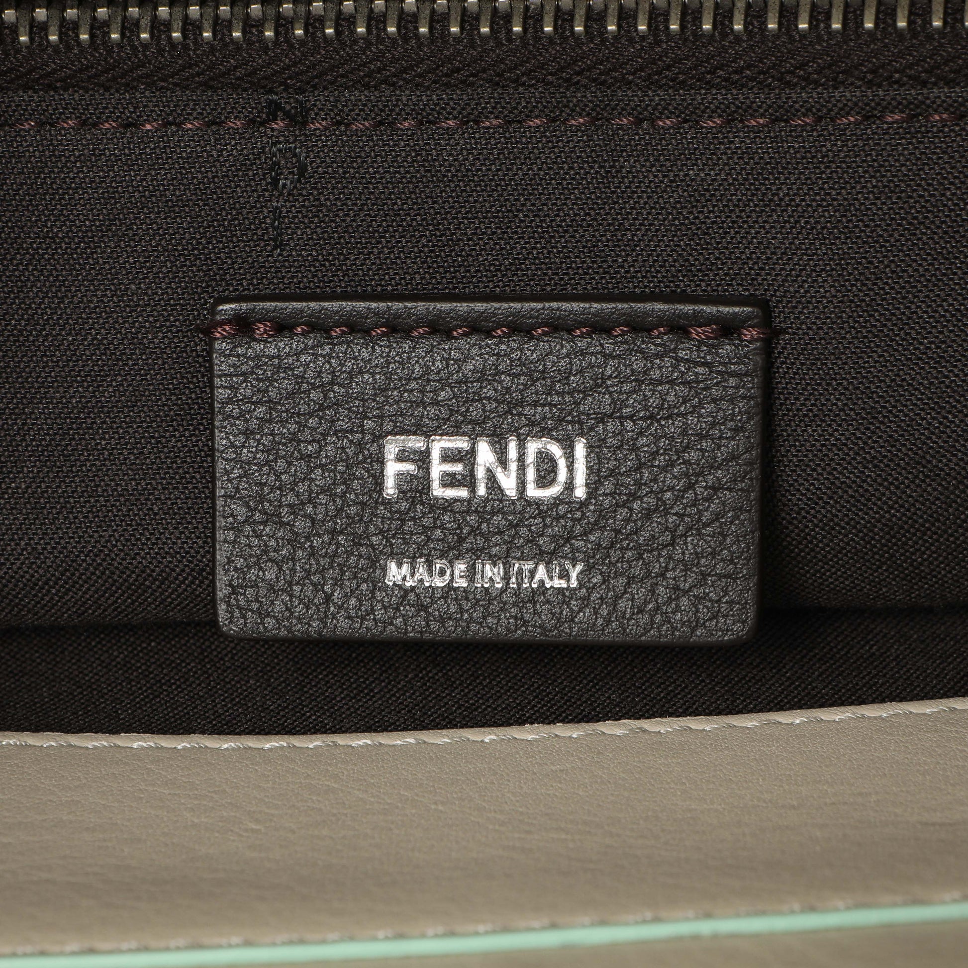 Exclusive Fendi Grey Vitello Dolce Studded Medium By The Way — Detail View