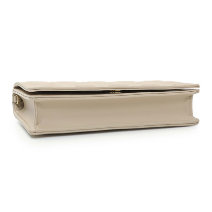 Exclusive Christian Dior Beige Lambskin Cannage Lady Dior Pouch — Back View