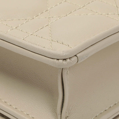 Exclusive Christian Dior Beige Lambskin Cannage Lady Dior Pouch — Top View