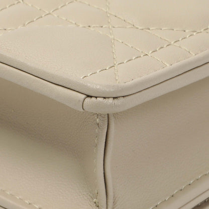 Exclusive Christian Dior Beige Lambskin Cannage Lady Dior Pouch — Detail View