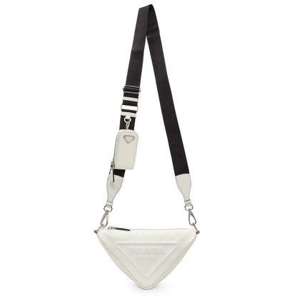 Exclusive Prada White Grace Lux Triangle Shoulder Bag — Front View