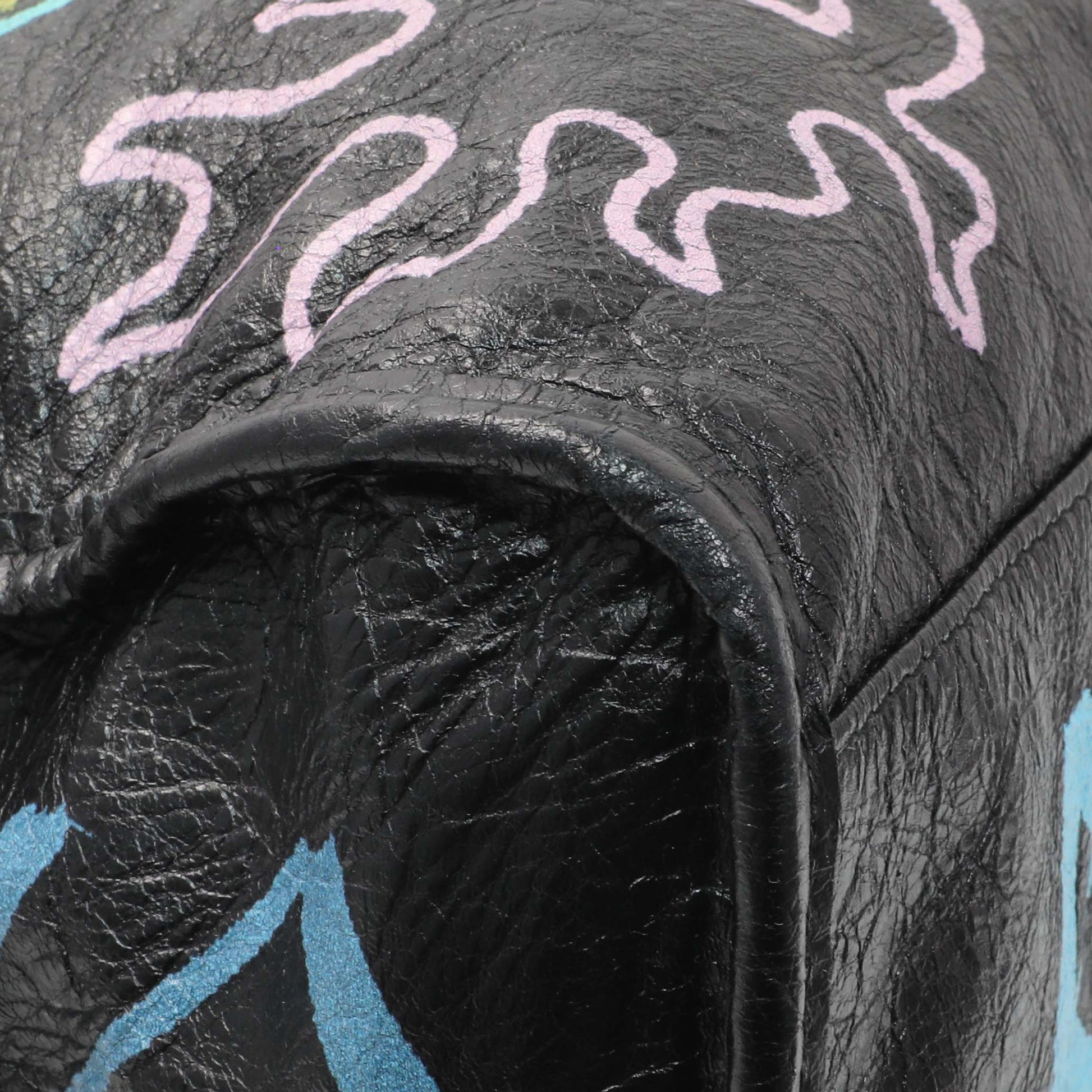 Exclusive Balenciaga Black Agneau Graffiti All Over Classic Hardware City — Lifestyle View